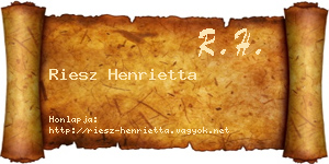 Riesz Henrietta névjegykártya